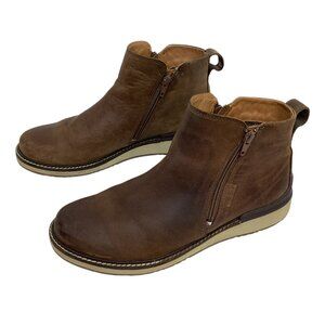Keen Bailey Womens 10 Leather Side Zip Ankle Boots Brown